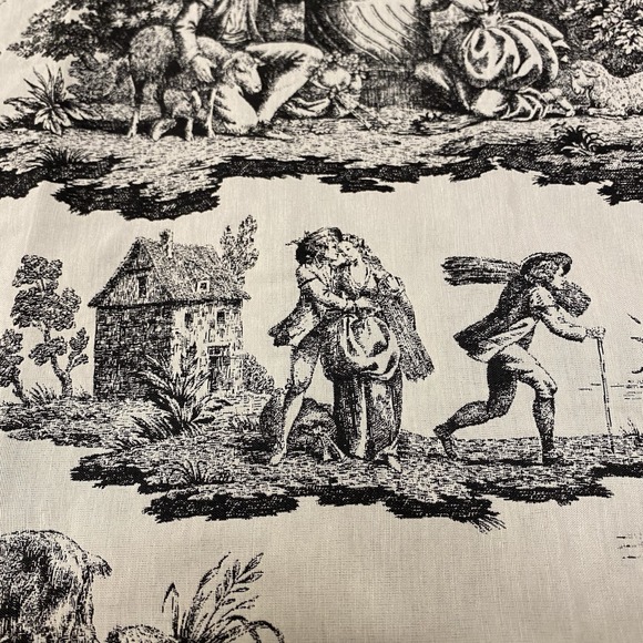 Vintage Fabric Waverly Rustic Life Toile County Scen French 2 Yd x57" Upholstery - Picture 3 of 13